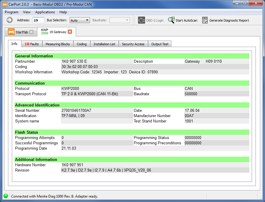 CarPort Features Of Car Diagnostic Software For VAG